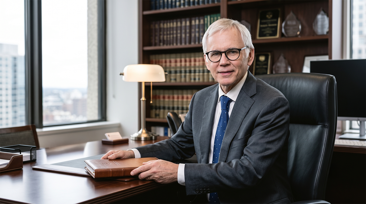 Attorney Michael Hickman at his desk