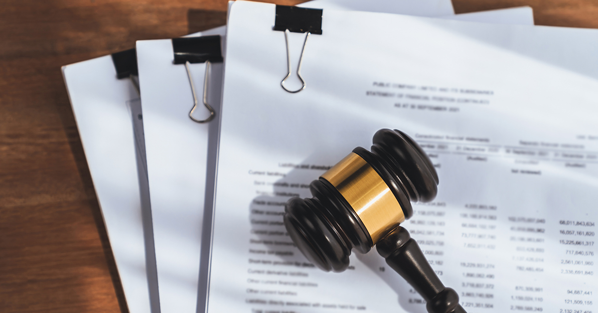 Gavel and legal documents on a desk