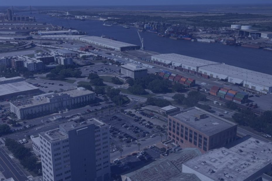 Aerial view of downtown Mobile, Alabama