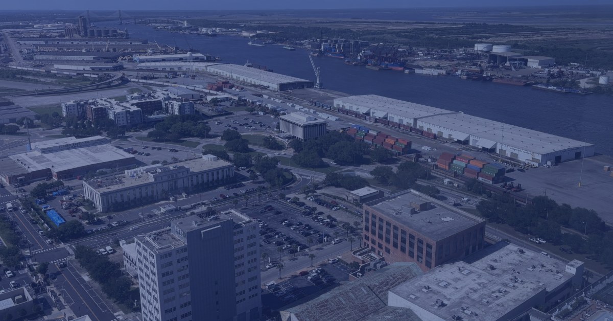 Aerial view of downtown Mobile, Alabama